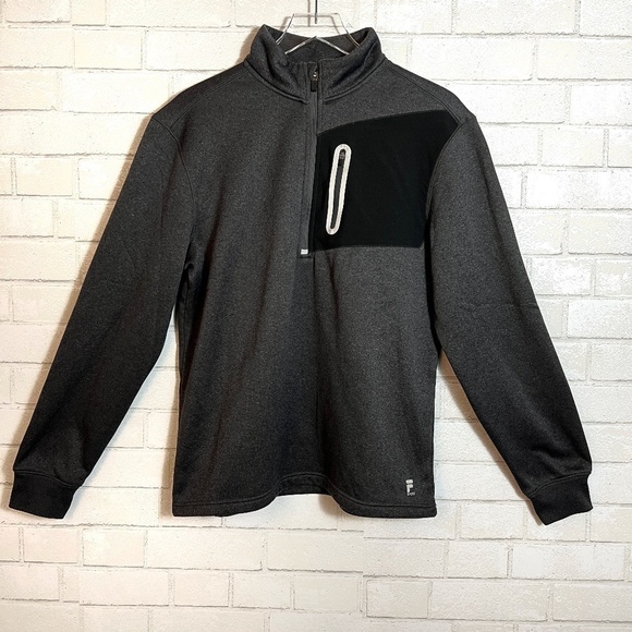 Fila Pullover Sport Live In Motion Grey Black 3/4 Zip Running - Picture 1 of 6